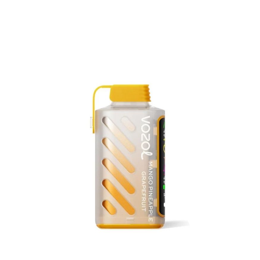 Vozol Gear Power - Mango Pineapple Grapefruit Disposable 20mg 2ml up close, showcasing sleek design and tropical fruit flavors.