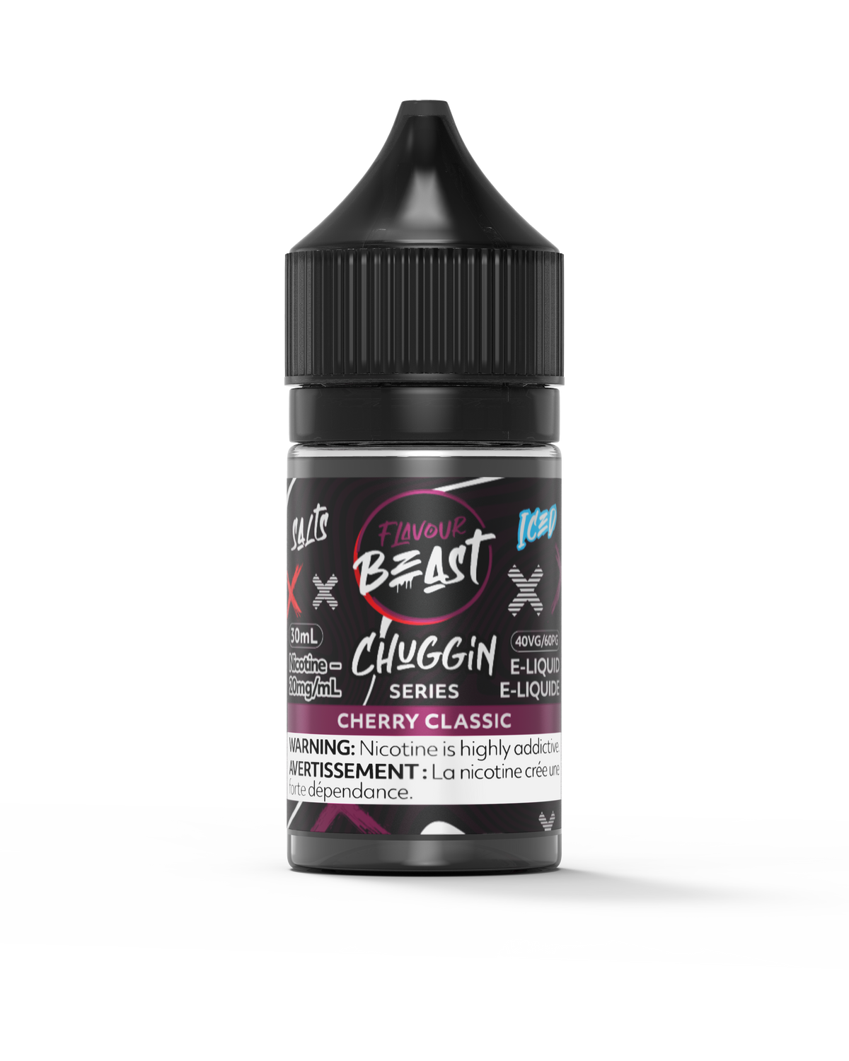 Flavour Beast Chuggin - Cherry Classic 3mg 30mL bottle, showcasing its bold cherry cola flavor.