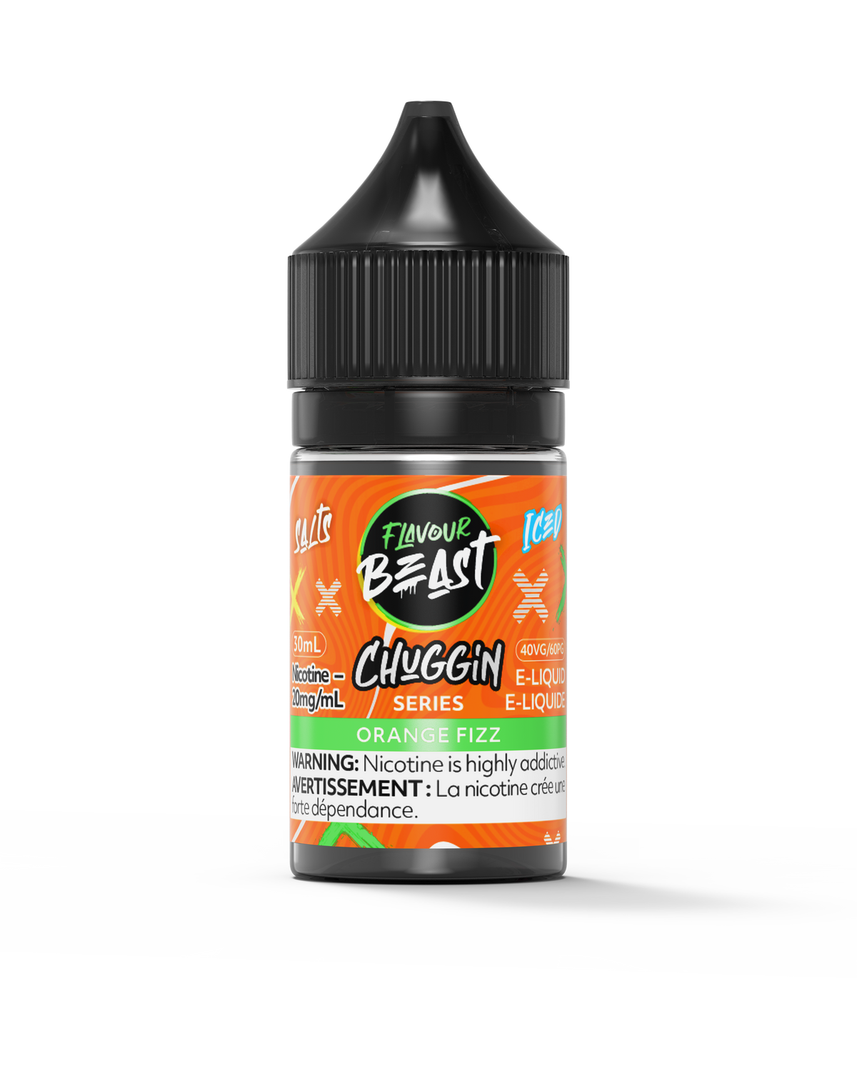 Flavour Beast Chuggin - Orange Fizz 3mg 30mL bottle, showcasing its sweet and fizzy orange soda flavor.