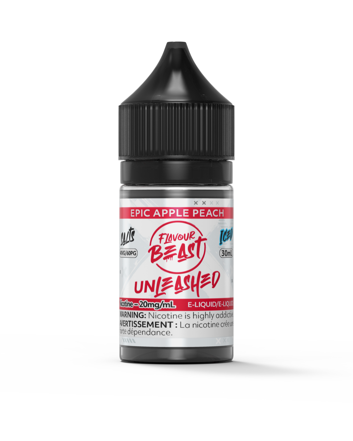 Flavour Beast Unleashed - Epic Apple Peach 3mg 30mL bottle, showcasing its crisp sour apple and juicy peach flavor.