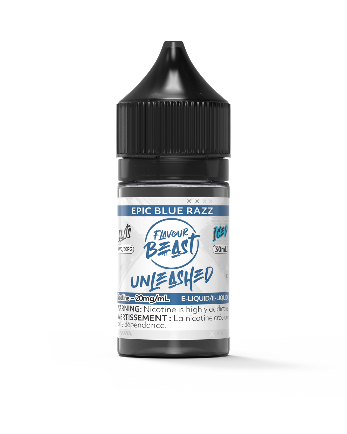 Flavour Beast Unleashed - Epic Blue Razz 3mg 30mL bottle, showcasing its bold blue raspberry and tangy sour flavor.