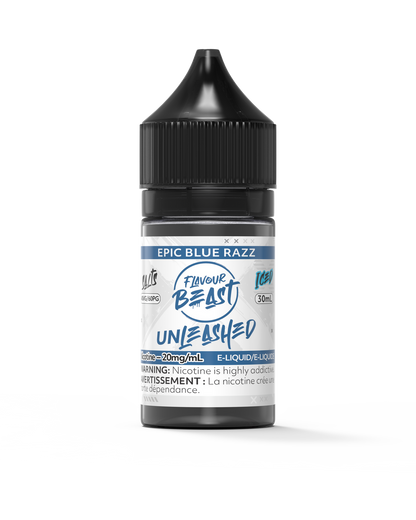 Flavour Beast Unleashed - Epic Blue Razz 3mg 30mL bottle, showcasing its bold blue raspberry and tangy sour flavor.