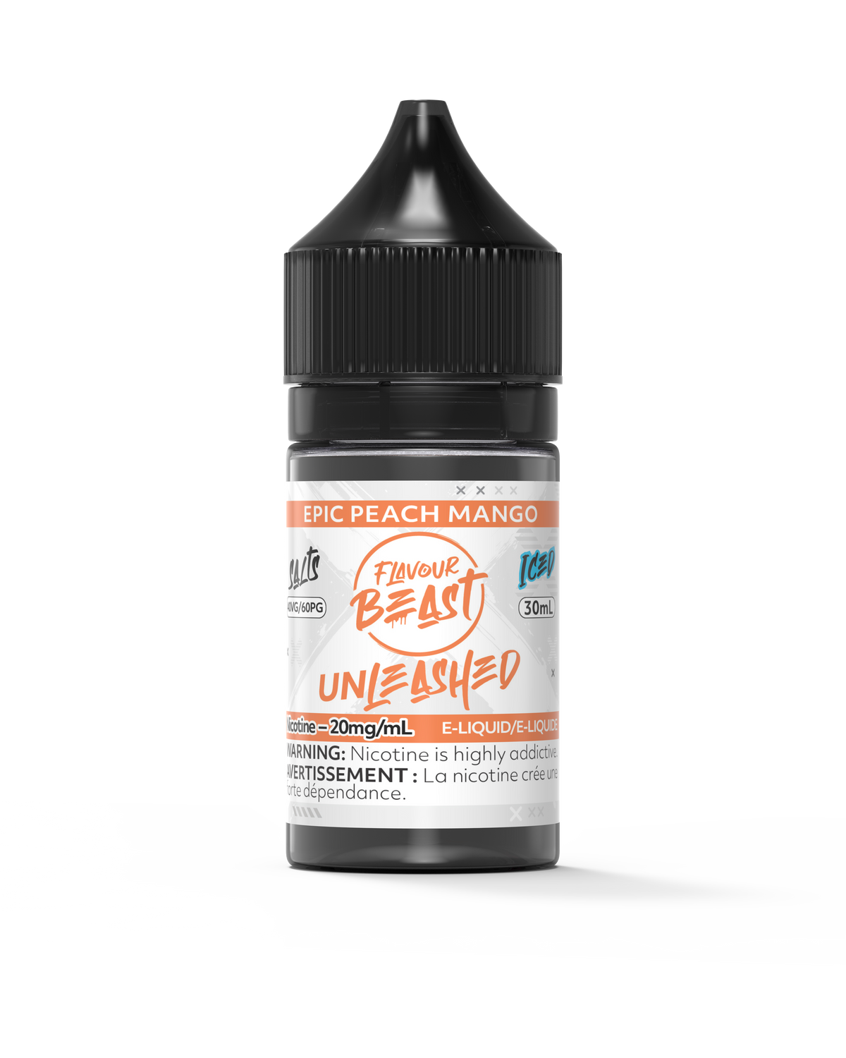 Flavour Beast Unleashed - Epic Peach Mango 3mg 30mL bottle, showcasing its juicy peach and tropical mango flavor.