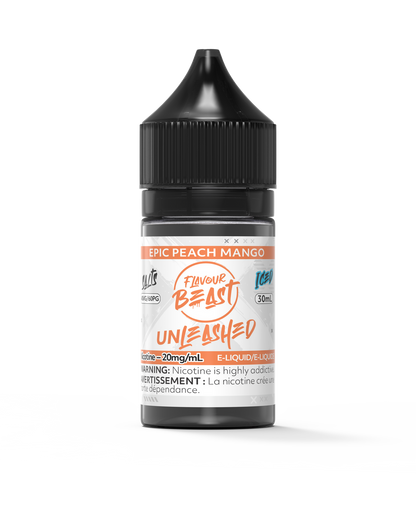 Flavour Beast Unleashed - Epic Peach Mango 3mg 30mL bottle, showcasing its juicy peach and tropical mango flavor.