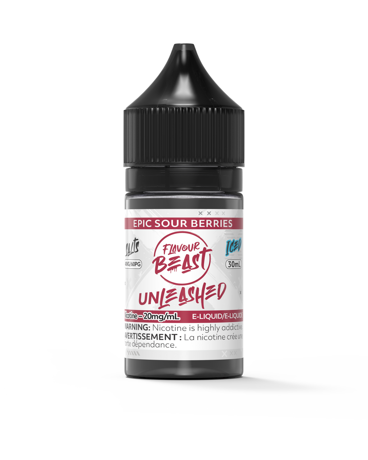 Flavour Beast Unleashed - Epic Sour Berries 3mg 30mL bottle, showcasing its tangy mixed berry flavor.