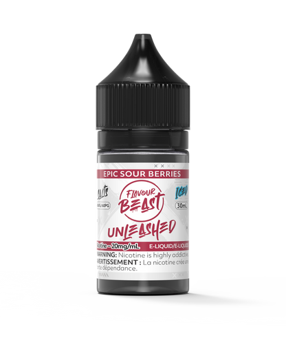 Flavour Beast Unleashed - Epic Sour Berries 3mg 30mL bottle, showcasing its tangy mixed berry flavor.