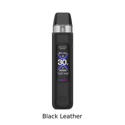 Oxva Xlim Pro 3  Black Leather Vape Device on a White Background